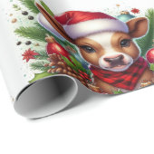 Kalf in Santa Hat Omgeven door Kerstversiering Cadeaupapier (Rol Hoek)