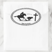 Kalf touwkruis Euro Stijl Ovale Sticker (Tas)