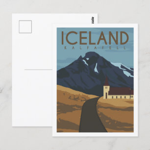 Kalfafell IJsland Beroemde Reisplaats Illustratie Briefkaart