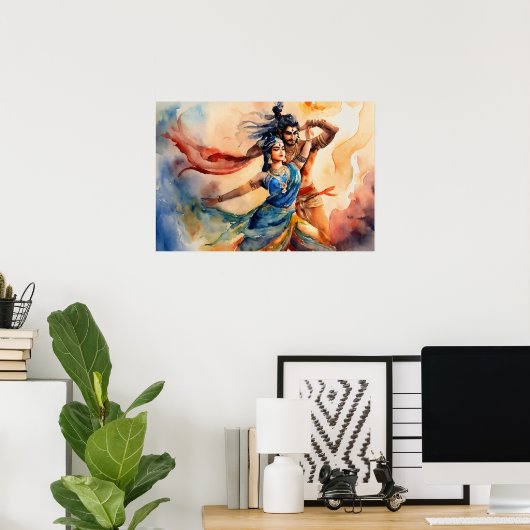 Kali en Shiva Dansende voeten Schilderen Poster (Thuiskantoor)