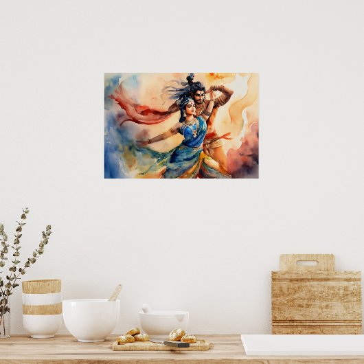 Kali en Shiva Dansende voeten Schilderen Poster (Keuken)