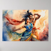 Kali en Shiva Dansende voeten Schilderen Poster (Voorkant)