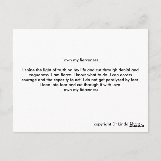 kali fierce briefkaart (Achterkant)