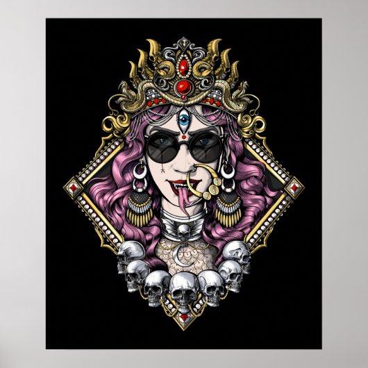 Kali Gothic Hindu Goddess Poster (Voorkant)