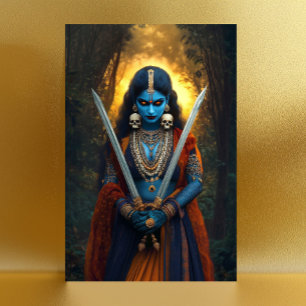 Kali Hindu Godin Portret Schilderen Dark Fantasy Briefkaart