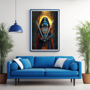 Kali Hindu Godin Portret Schilderen Dark Fantasy Poster