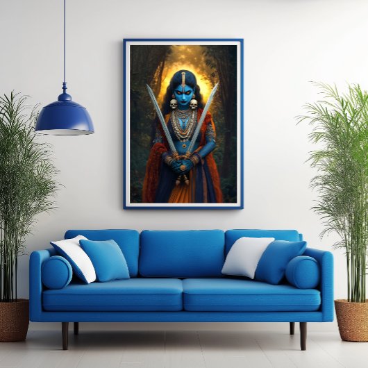 Kali Hindu Godin Portret Schilderen Dark Fantasy Poster