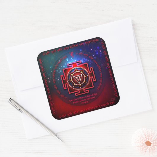 Kali Yantra Vierkante Sticker (Envelop)