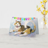 KALICO (TORTIE) CAT CHRISTMAS CARDS KAART (Gele Bloem)