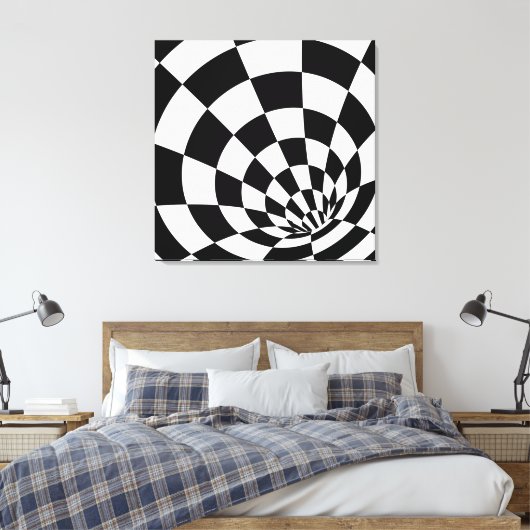 Kalidascope zwarte witte room Canvas Afdrukken (Insitu (Slaapkamer))