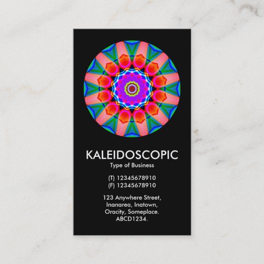 Kaliedoscopic Mandala 03 - Black Visitekaartje (Voorkant)