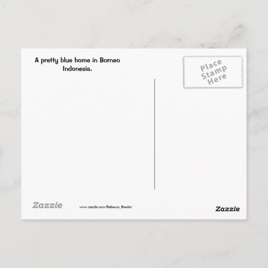 Kalimantan Indonesia Blue House Briefkaart (Achterkant)