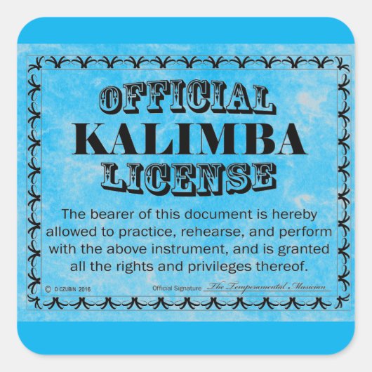 Kalimba License Square Sticker (Voorkant)