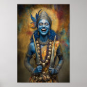 Kali's Goddelijke Lachen: Godin Shakti Schilderij Poster (Voorkant)