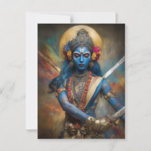 Kali's Krijger Meditatie: Godin Shakti Schilderij Briefkaart