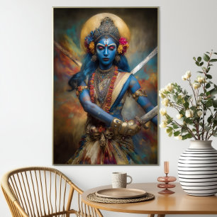 Kali's Warrior Meditatie: Shakti Godin Schilderen Poster