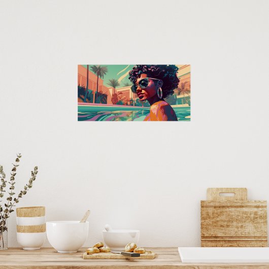 Kalisha zwemmen in het paradijs poster (Keuken)