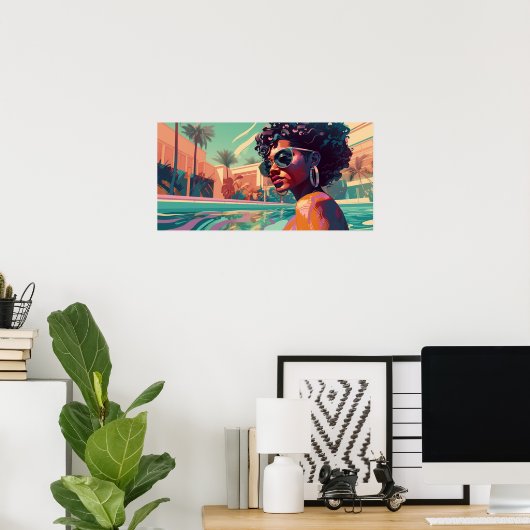 Kalisha zwemmen in het paradijs poster (Thuiskantoor)