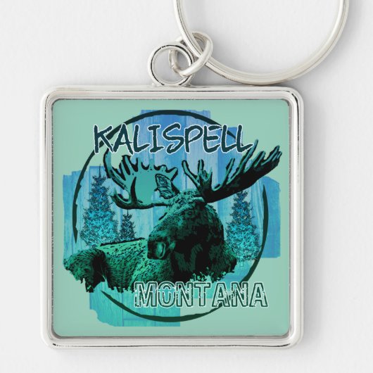 Kalispell Montana rustieke eland sleutelhanger (Voorkant)
