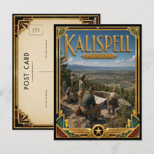 Kalispell Montana Vintage Art Deco Gouden Tijdperk Briefkaart