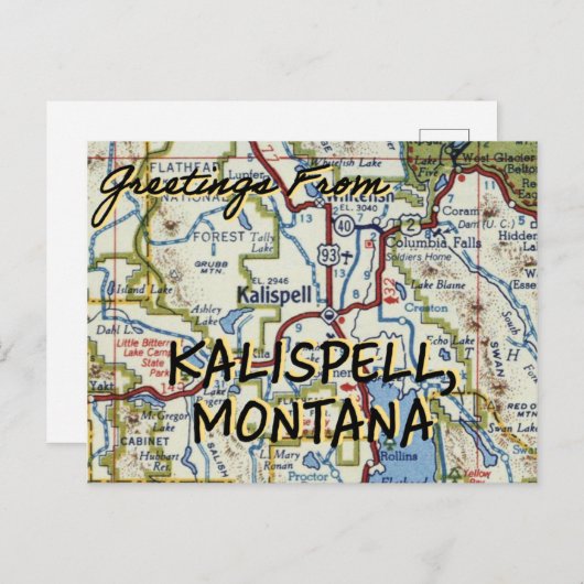 Kalispell MT  kaart (Voorkant / Achterkant)