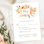 Kaliumperforatie met of zonder maaltijdkeuzen RSVP kaartje<br><div class="desc">Het fascineren van kaart RSVP met de capaciteit om toelatingskeuzen toe te voegen of te verwijderen. Flatte waterverf in de vorm van florale details, zowel voor- als achterzijde, met bloemen en pampasgras in een prachtig mengsel van perzik, oranje, blush, stoffige koraal, champagne, taupe en crèmekleurige. in gouden tinten. Een deel...</div>