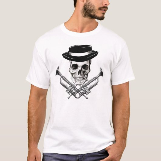 Kaliumschedel met trompetaalkruisjes t-shirt (Voorkant)