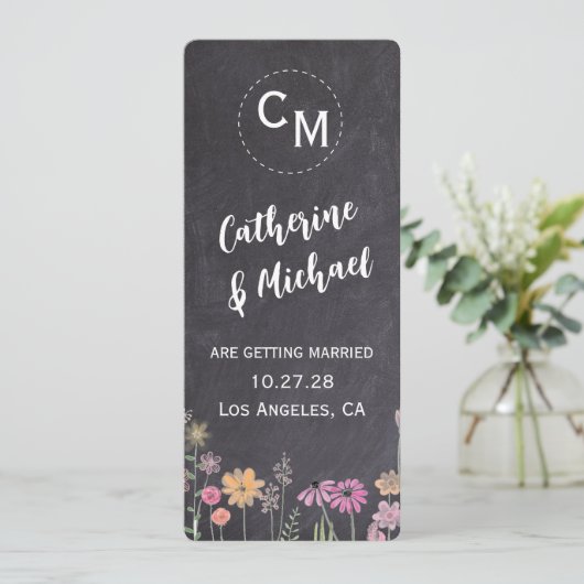Kalk Board Modern Trendy Floral Save the Date (Staand voorkant)