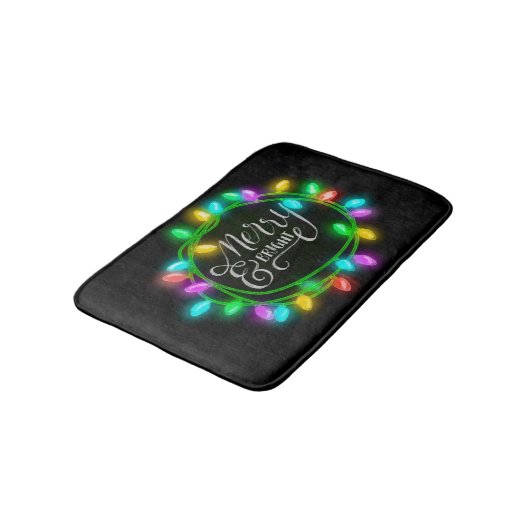 Kalk Drawn Merry en Bright met lampjes Badmat (Gekanteld)