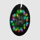 Kalk Drawn Merry en Bright met lampjes Ornament (voorkant)