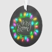 Kalk Drawn Merry en Bright met lampjes Ornament (voorkant)