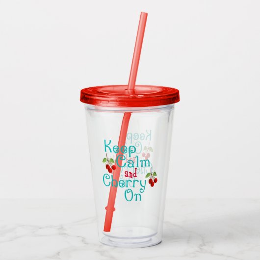 Kalk en Cherry op acrylknollen houden Acryl Drinkbeker (Achterkant)