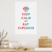 Kalk en eet houden Cupcakes - regenboog Poster (Keuken)