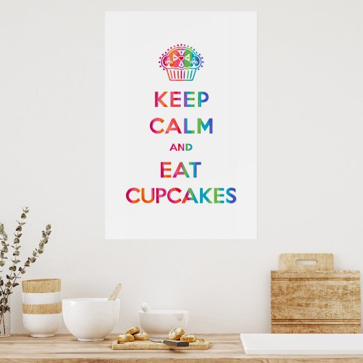 Kalk en eet houden Cupcakes - regenboog Poster (Keuken)