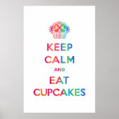 Kalk en eet houden Cupcakes - regenboog Poster (Voorkant)