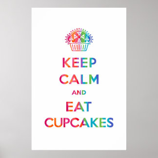 Kalk en eet houden Cupcakes - regenboog Poster