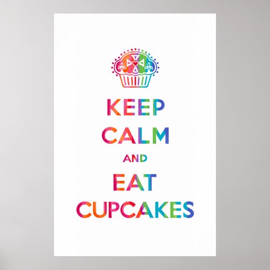 Kalk en eet houden Cupcakes - regenboog Poster (Voorkant)