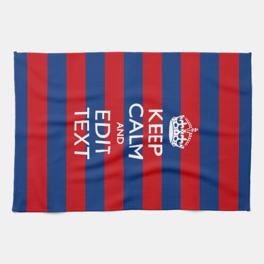 KALK EN Jouw tekst BEHOUDEN OP blauwe strepen Theedoek (Horizontaal)