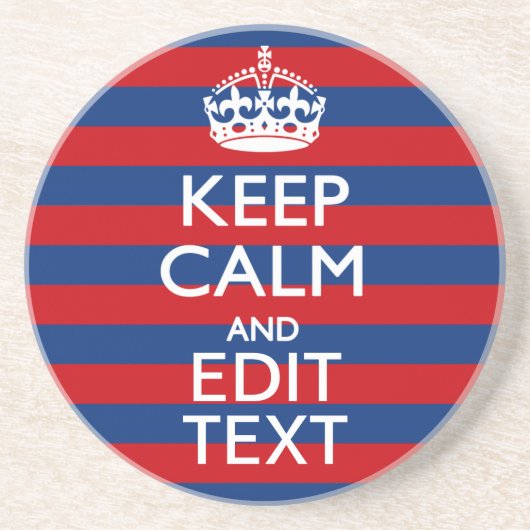 KALK EN Jouw tekst BEHOUDEN OP blauwe strepen Zandsteen Onderzetter (Voorkant)