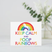 Kalk- en Poop Rainbows Unicorn Briefkaart (Staand voorkant)