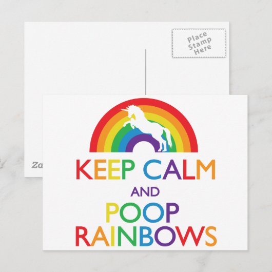 Kalk- en Poop Rainbows Unicorn Briefkaart (Voorkant / Achterkant)
