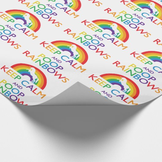 Kalk- en Poop Rainbows Unicorn Cadeaupapier (Hoek)