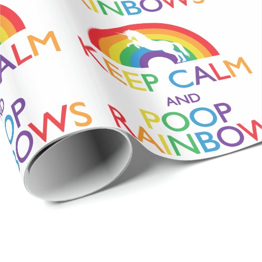 Kalk- en Poop Rainbows Unicorn Cadeaupapier (Rol Hoek)