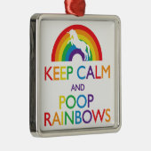 Kalk- en Poop Rainbows Unicorn Metalen Ornament (Rechts)