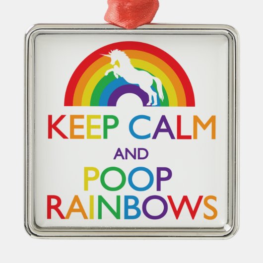 Kalk- en Poop Rainbows Unicorn Metalen Ornament (Voorkant)