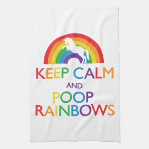 Kalk- en Poop Rainbows Unicorn Theedoek