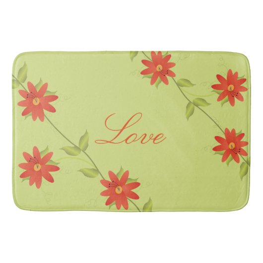 Kalk groen en Sinaasappel gebloeid Badmat (Voorkant)