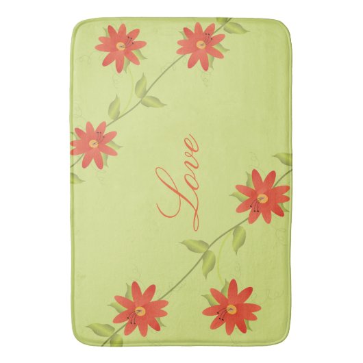 Kalk groen en Sinaasappel gebloeid Badmat (Voorkant Verticaal)