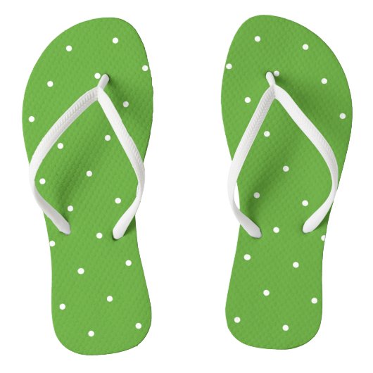 Kalk groen en wit met Stippen Teenslippers (Voetbed)