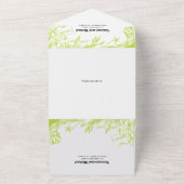  kalk groene lijn bloemen bruiloft all in one uitnodiging (Buitenkant)